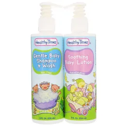 Healthy Times, Комплект для нежного ухода за младенцем, шампунь и жидкое мыло 2-в-1, лосьон, 2 бутылочки, 8 ж. унц.(236 мл) в каждой