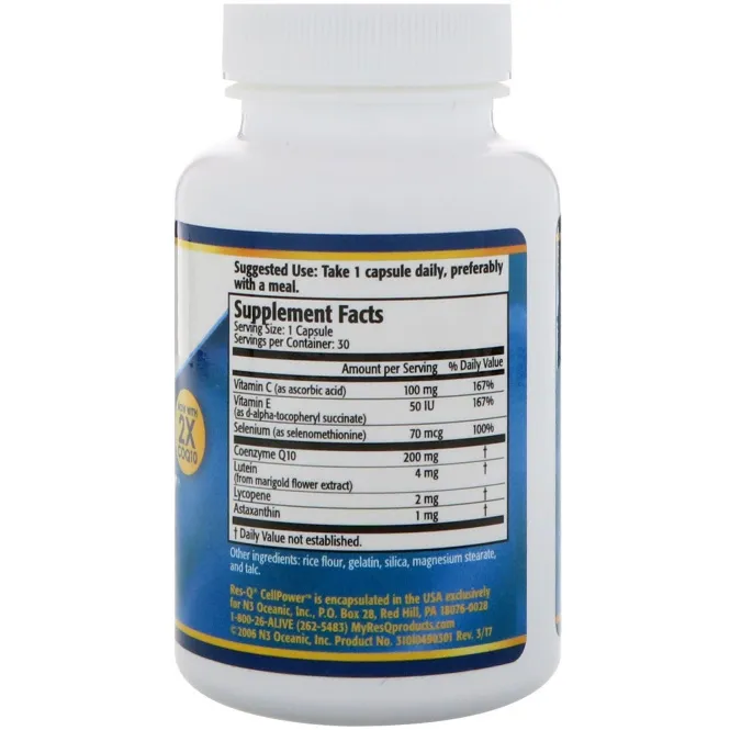 Res-Q, CellPower, в 2 раза больше коэнзима Q10, 30 капсул