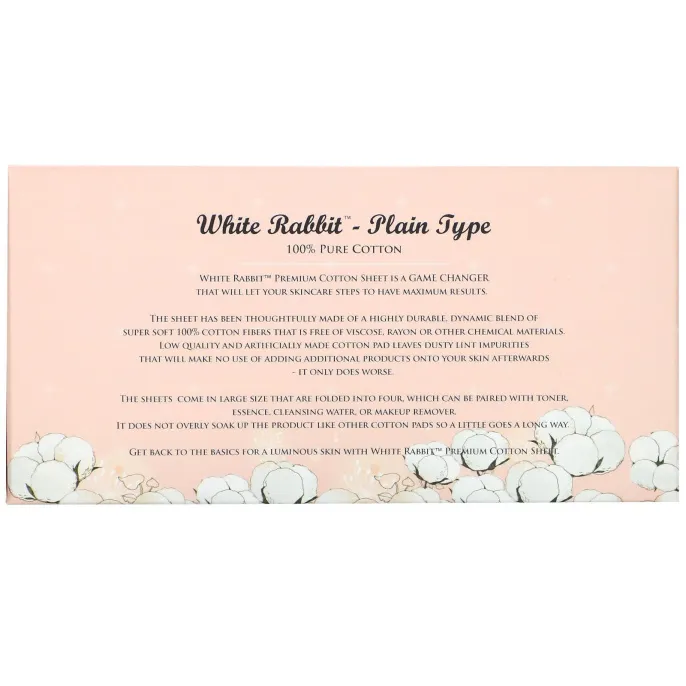 White Rabbit, Premium Cosmetic Cotton Sheet, Plain, 200 Sheets