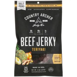 Country Archer Jerky, Beef Jerky, Teriyaki, 8 oz (227 g)