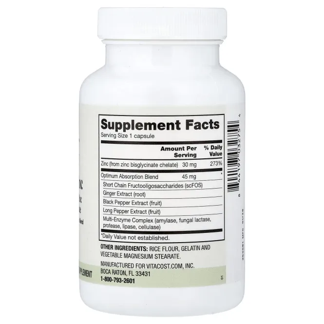 Vitacost, Everyday, хелатный цинк с хелатным бисглицинатом цинка Albion®, 180 капсул
