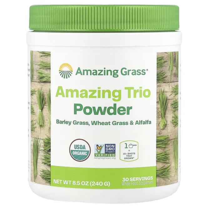 Amazing Grass, Восхитительное трио, зеленые побеги ячменя и пшеницы с люцерной, 8,5 унции (240 г)