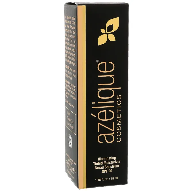 Azelique, Осветляющий увлажняющий солнцезащитный крем-тинт широкого спектра SPF 20, глубокий загар, не испытывается на животных, сертифицированный веганский, 35 мл (1,18 жидких унций)