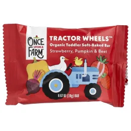Once Upon A Farm, Tactor Circle™, органические запеченные батончики для малышей, клубника, тыква и свекла, 10 батончиков по 19 г (0,67 унции)