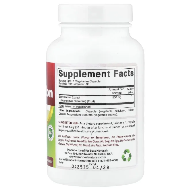 Best Naturals, горькая дыня, 500 мг, 90 вегетарианских капсул