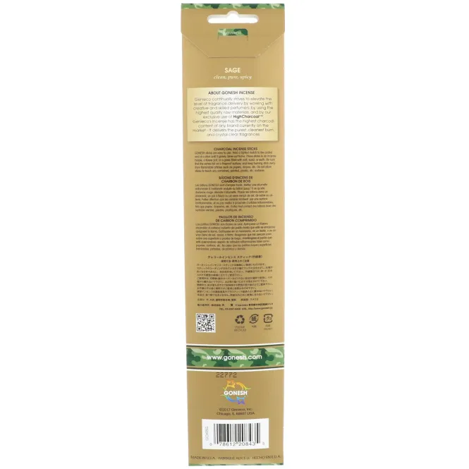 Gonesh, Extra Rich Incense Sticks, Sage, 20 Sticks