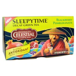 Celestial Seasonings, Время сна, зеленый чай без кофеина с черникой и гранатом, 20 пакетиков, 1.1 унции (31 г)