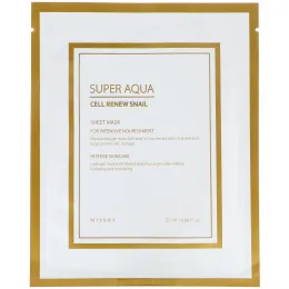 Missha, Super Aqua, тканевая маска с экстрактом секрета улитки для восстановления клеток, 1 шт., 25 мл (0,84 жидк. унции)