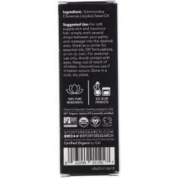 Sports Research, Органическое универсальное масло жожоба, 1 жидкая унция (30 мл)