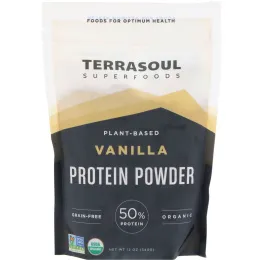 Terrasoul Superfoods, Растительный белковый порошок, ваниль, 12 унций (340 г)