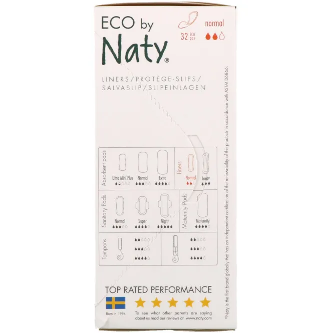 Naty, Ежедневные прокладки, для нормальных выделений, 32 эколологичных прокладок