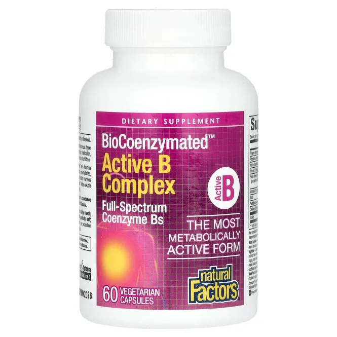 Natural Factors, BioCoenzymated, Активный комплекс витаминов группы B, 60 вегетарианских капсул