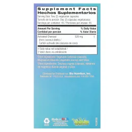 Bio Nutrition, Активированный кокосовый уголь, 90 вегетарианских капсул