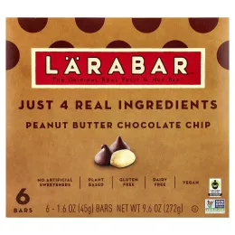 Larabar, The Original Real Fruit & Nut Bar™, арахисовая паста и шоколадная крошка, 6 батончиков по 45 г (1,6 унции)