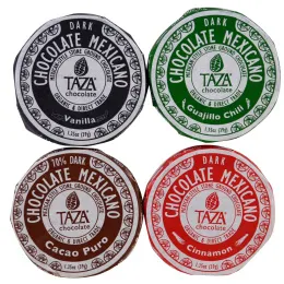 Taza Chocolate, Мексиканский шоколад, диски темного шоколада жернового помола, оахаканский пробник, 4 диска, 1,35 унции каждый