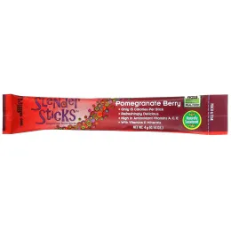 NOW Foods, Real Food, Slender Sticks, со вкусом граната и ягод, 12 стиков, по 4 г (0,14 унции)