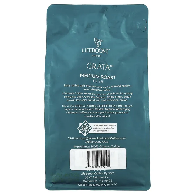 Lifeboost, Кофе Grata ™, в зернах, средней обжарки, 340 г (12 унций)