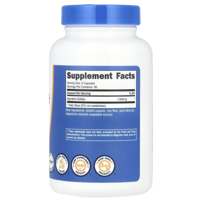 Nutricost, агматинсульфат, 1000 мг, 120 капсул (500 мг в 1 капсуле)