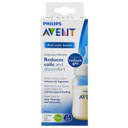 Philips Avent, Антиколиковая бутылочка, от 1 месяца, 1 бутылочка, 9 унций (260 мл)
