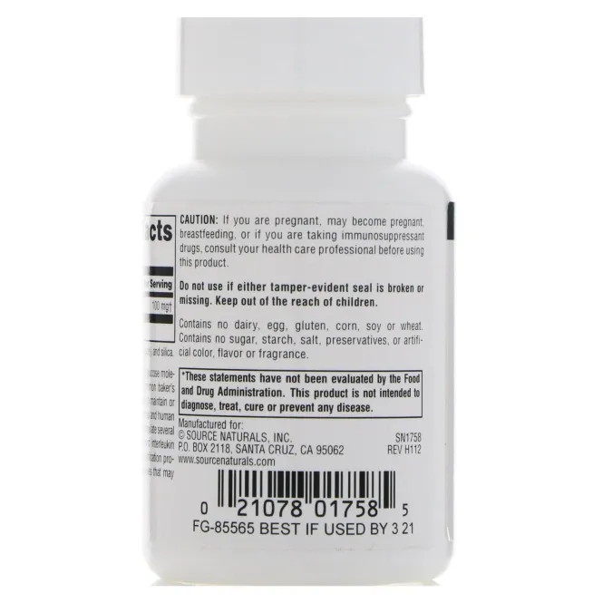 Source Naturals, Бета-глюкан (Beta Glucan), 100 мг, 30 капсул