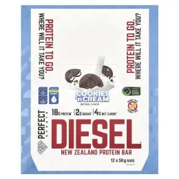 PERFECT Sports, Diesel, протеиновый батончик из Новой Зеландии, печенье с кремом, 12 батончиков, по 50 г