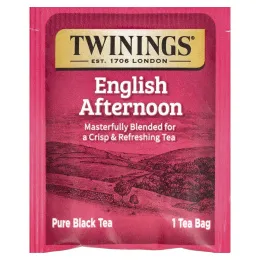 Twinings, Чистый черный чай, английский полдник, 20 чайных пакетиков, 40 г (1,41 унции)