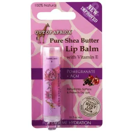 Out of Africa, Бальзам для губ с чистым маслом ши, Гранат и асаи, 0,15 унции (4 г)