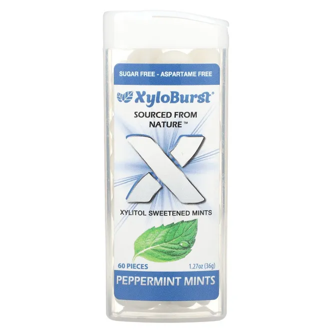 Xyloburst, подслащенные ксилитолом мятные конфеты, со вкусом перечной мяты, 60 шт., 36 г (1,27 унции)