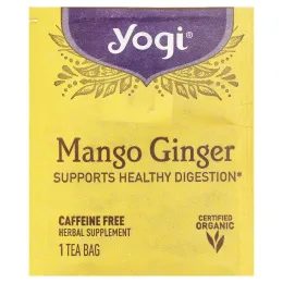 Yogi Tea, манго и имбирь, без кофеина, 16 чайных пакетиков, 32 г (1,12 унции)