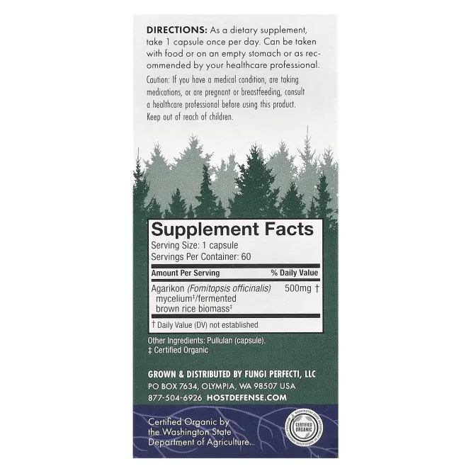Fungi Perfecti, Агарикон 60 овощных капсул