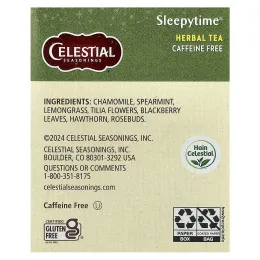Celestial Seasonings, травяной чай, Sleepytime®, без кофеина, 20 чайных пакетиков, 29 г (1 унция)