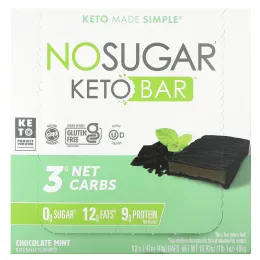 No Sugar Company, Keto Bar™, шоколад и мята, 12 батончиков, по 40 г (1,41 унции)