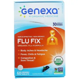 Genexa, Лечение гриппа, органическая формула со вкусом ягод асаи, 60 жевательных конфет