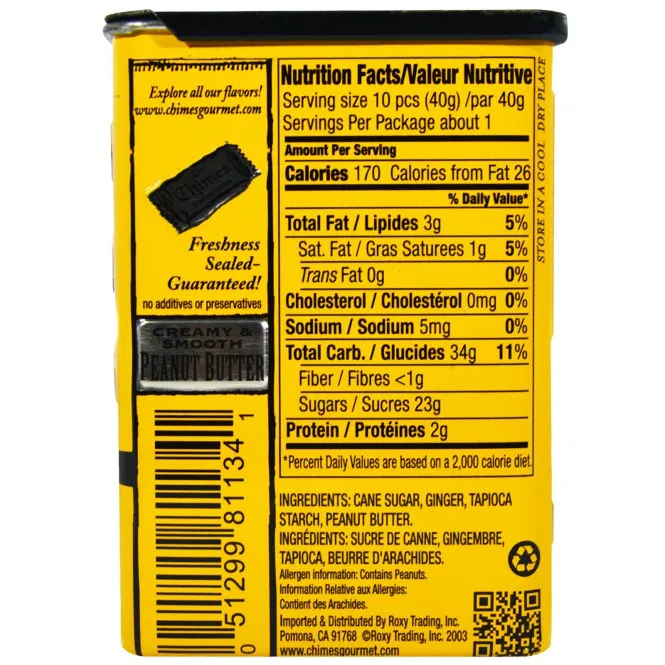 Chimes, Имбирные жевательные конфеты, арахисовое масло, 2 унции (56.7 г)