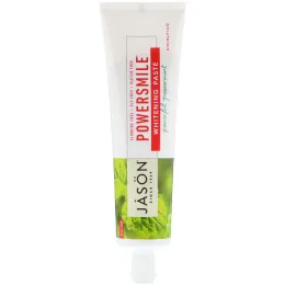 Jason Natural, PowerSmile, отбеливающая паста против зубного налета, & Whitening Paste, яркий мятный вкус, 6 унц. (170 г)