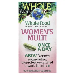 Natural Factors, Whole Earth & Sea®, мультивитамины для женщин, 60 вегетарианских капсул