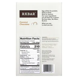 RXBAR, Протеиновые батончики, Кокос и шоколад, 12 батончиков, 1,83 унции (52 г) каждый