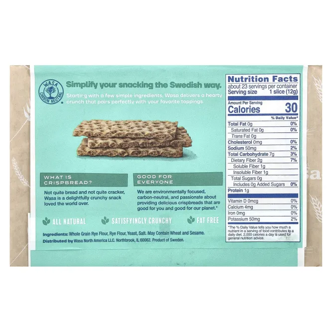 Wasa Flatbread, хлебцы, закваска, 275 г (9,7 унции)