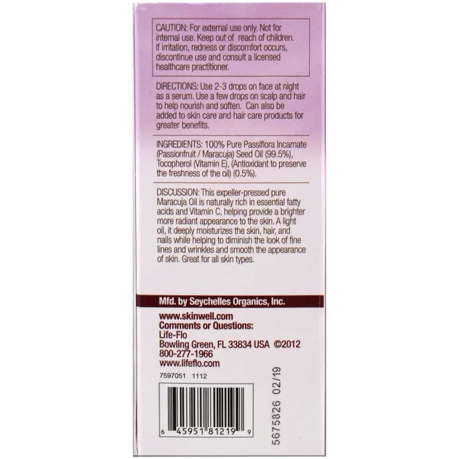 Life-flo, Беспримесное масло маракуйи, 4 ж. унц. (118 мл)