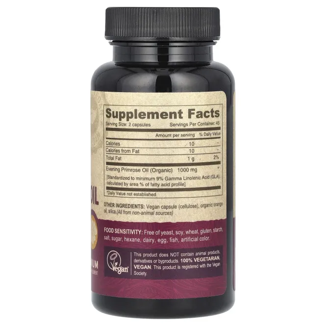 Deva, Органическое веганское масло примулы вечерней, 90 веганских капсул