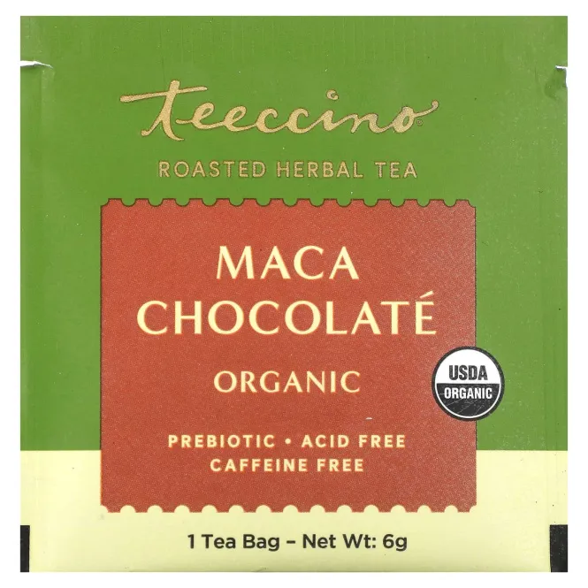 Teeccino, Органический жареный травяной чай, шоколад с мака, без кофеина, 25 чайных пакетиков, 150 г (5,3 унции)