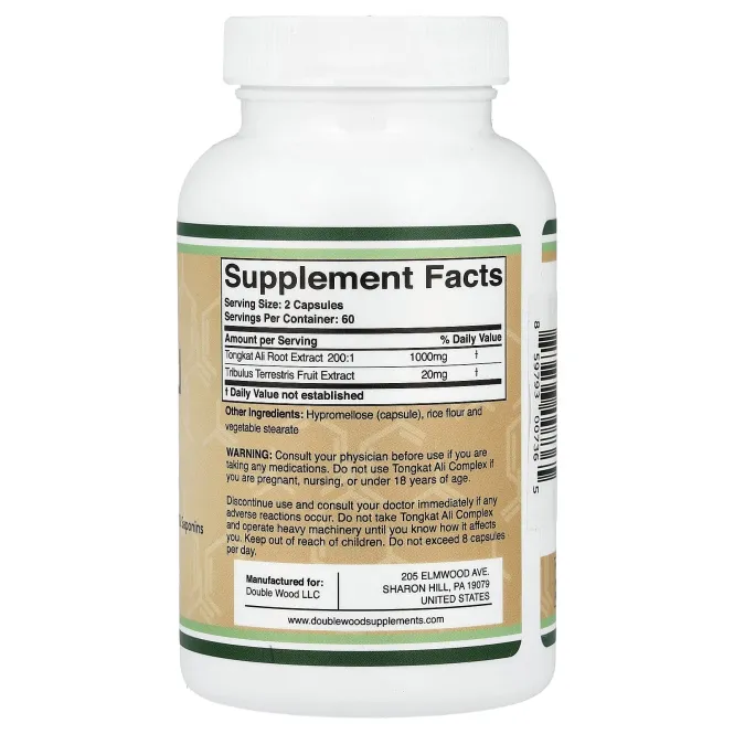 Double Wood Supplements, комплекс с эврикомой длиннолистой, 120 капсул