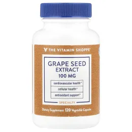 The Vitamin Shoppe, Экстракт виноградных косточек, 100 мг, 120 растительных капсул