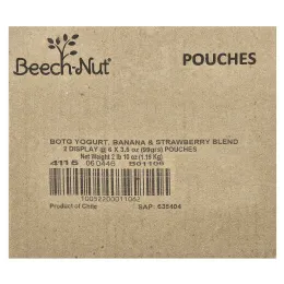 Beech-Nut, завтрак, для детей от 12 месяцев, йогурт с бананом и клубникой, 12 паучей по 99 г (3,5 унции)