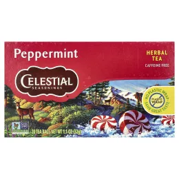 Celestial Seasonings, Herbal Tea, перечная мята, без кофеина, 20 чайных пакетиков, 32 г (1,1 унции)
