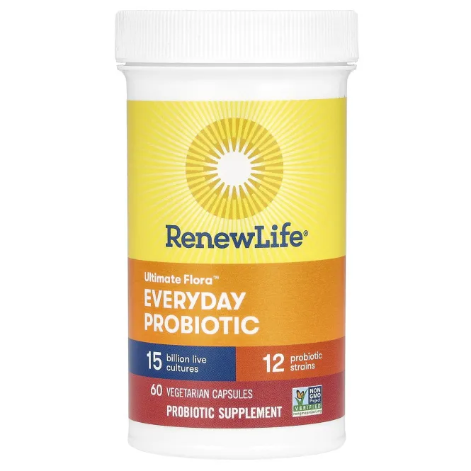 Renew Life, Ultimate Flora, ежедневный пробиотик, 15 млрд КОЕ, 60 вегетарианских капсул