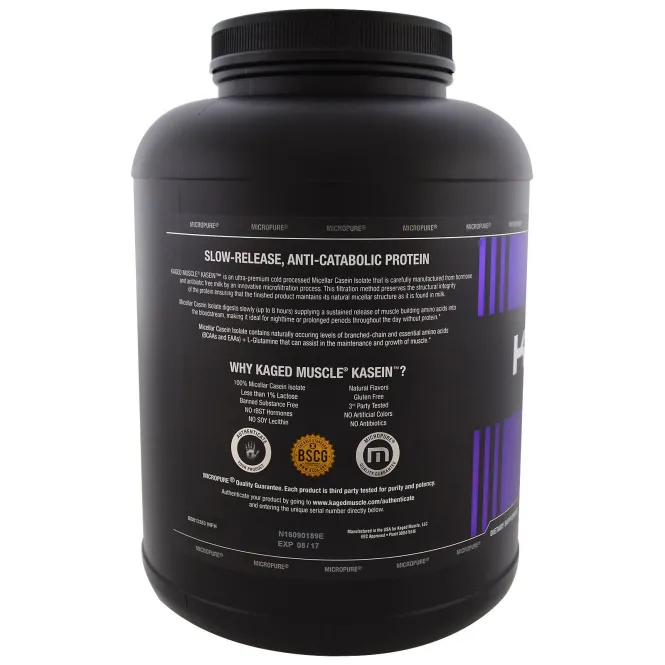 Kaged Muscle, Казеин, мицеллярный, ванильный коктейль, 4 фунта (1,8 кг)