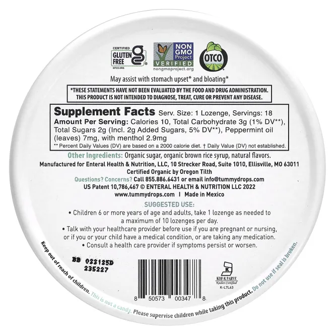 Tummydrops, Леденцы с перечной мятой, 18 леденцов