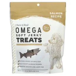 Chew + Heal, Омега мягкое вяленое лакомство, для собак, с лососем, 142 г (5 унций)