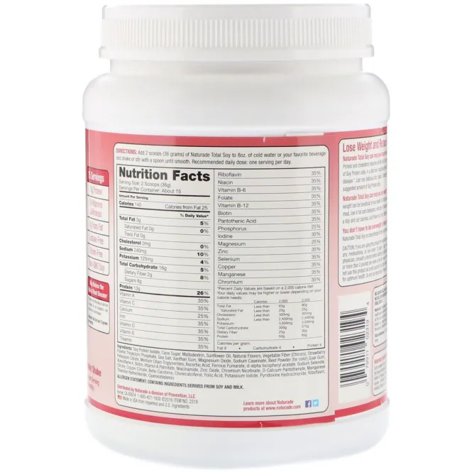 Naturade, Total Soy, Заменитель пищи, Клубничное наслаждение, 19,1 унц. (540 г)